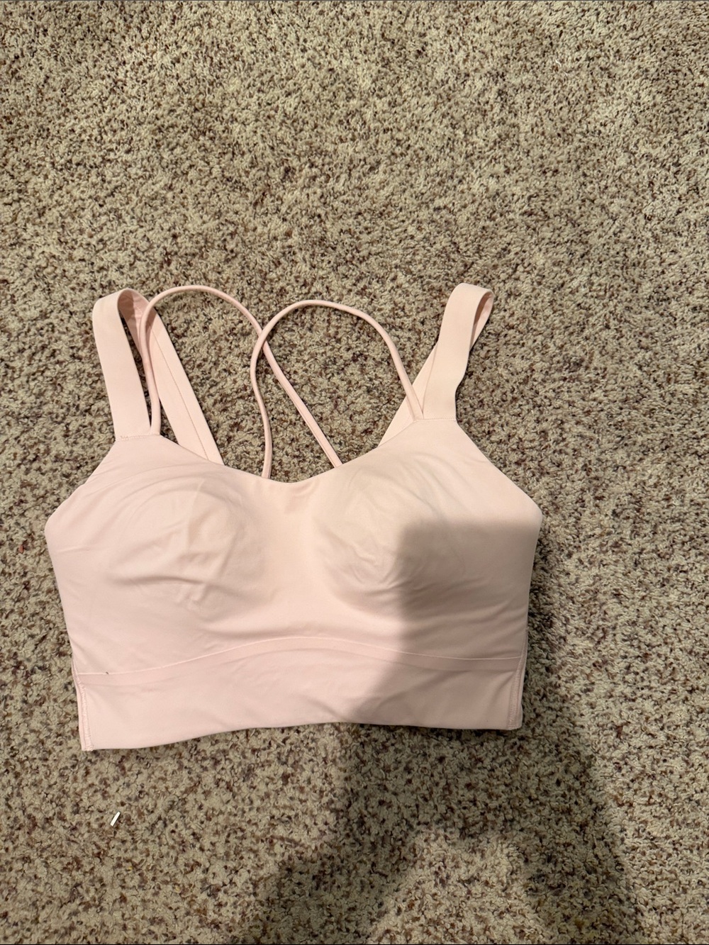 lululemon athletica pale pink seamless sports bralette with crisscross straps